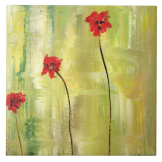 Pintura floral hermosa de anémonas en la teja