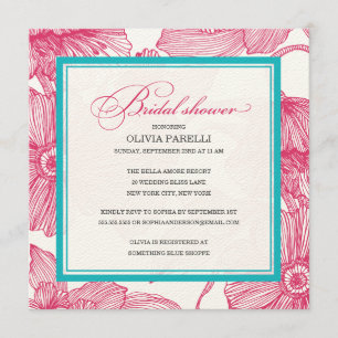 PINTURA + FLORES TURQUESA  INVITACIÓN DE DUCHA BRI