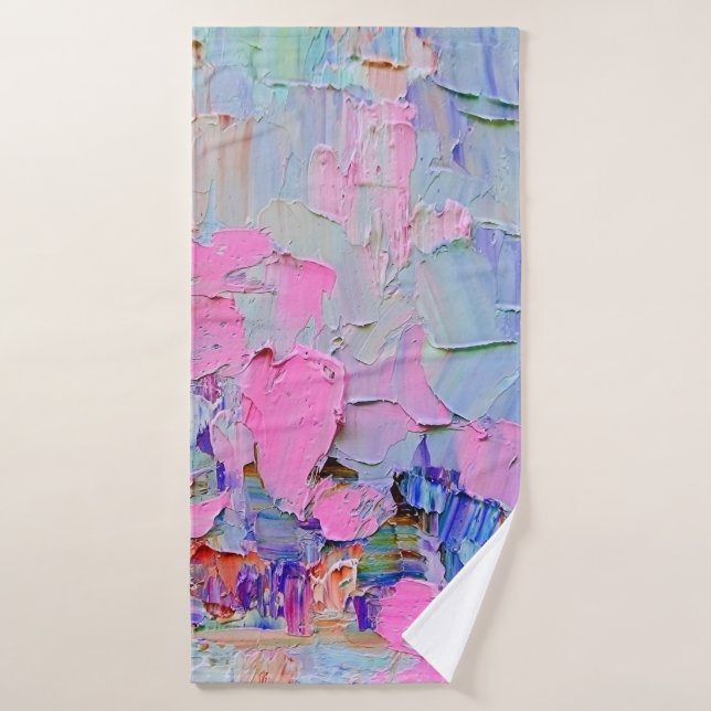 Pintura grabado en relieve expresiva en lienzo, cr (Toalla de baño)