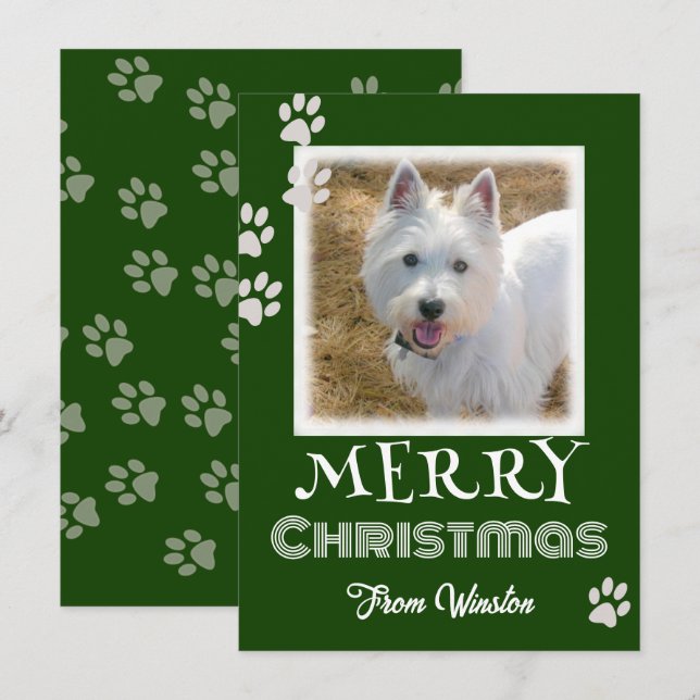 Pintura Imprime tarjetas de fotos de perros navide (Anverso / Reverso)
