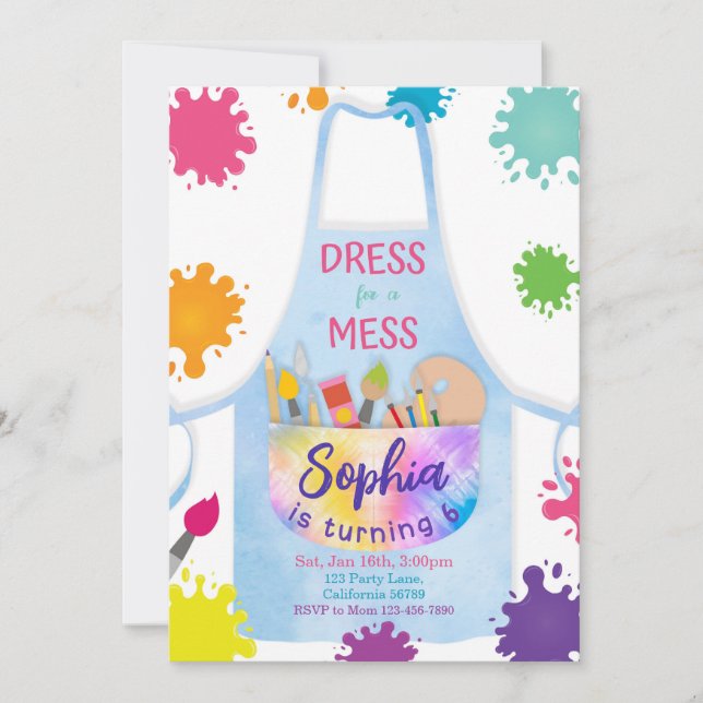 Pintura Invitación de cumpleaños Pintura Arte Invi (Anverso)