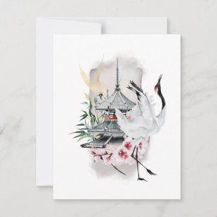 Pintura japonesa de pájaros de la grúa