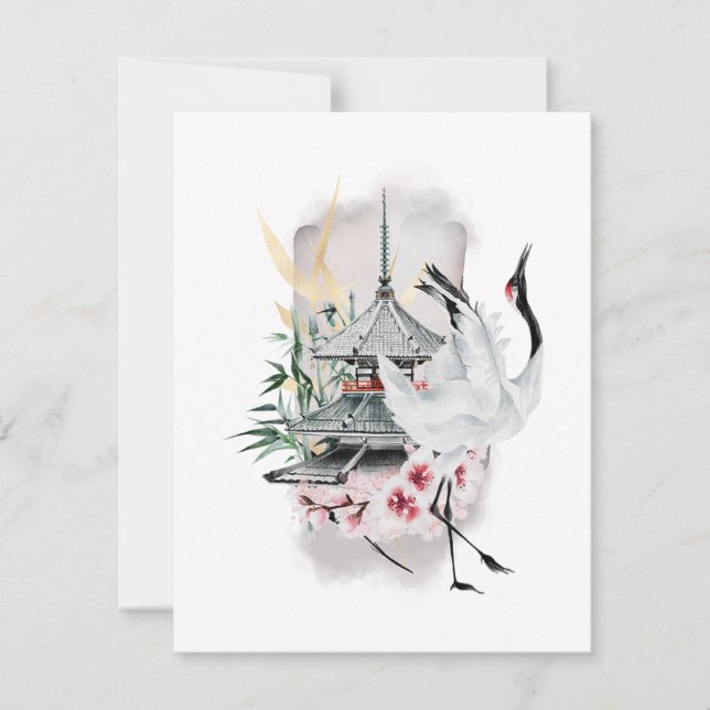 Pintura japonesa de pájaros de la grúa (Anverso)