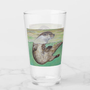 Pintura juguetona de la nutria de río