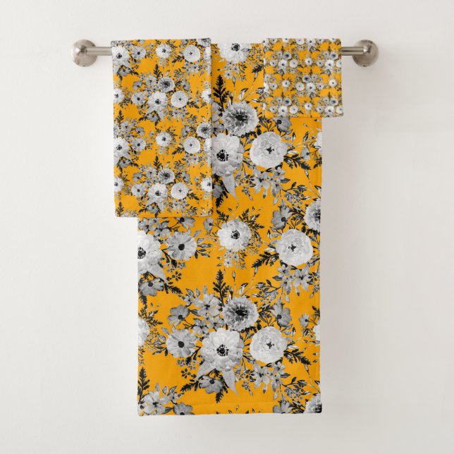 Pintura moderna azafrán gris blanco floral de colo (In situ)