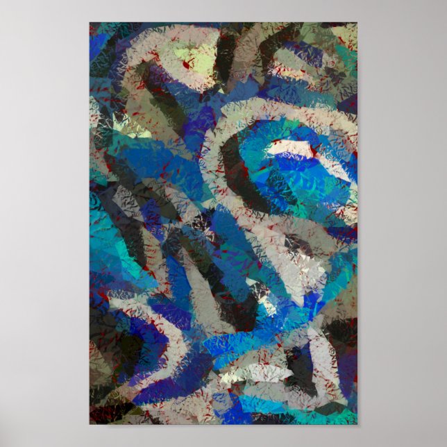 pintura moderna de arte abstracto azul grisáceo (Frente)