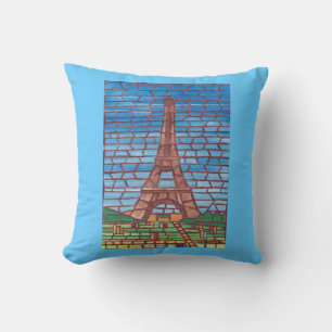 Pintura mosaica de almohadas de la Torre Eiffel