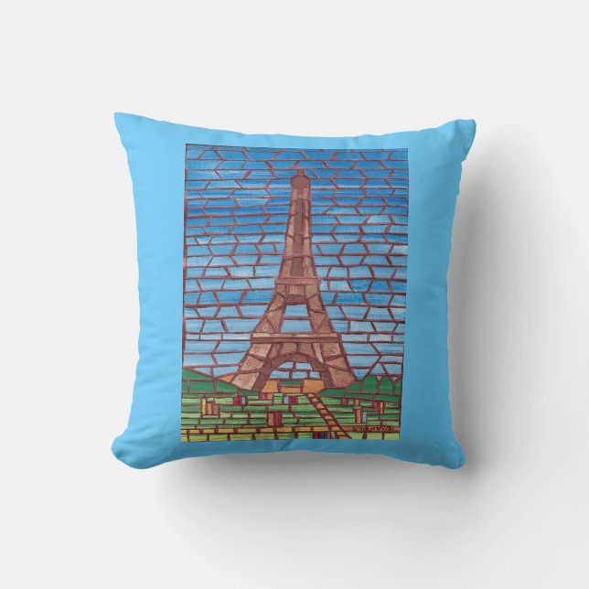 Pintura mosaica de almohadas de la Torre Eiffel (Anverso)