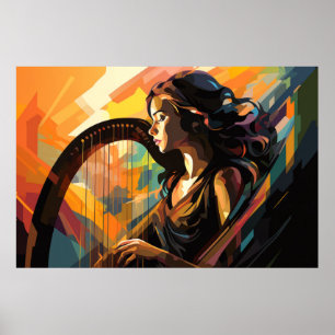 Pintura musical de Harp Player Resumen Decoración
