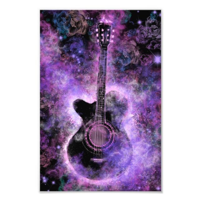 Pintura musical Rock N Roll Guitar Foto Rock Print (Frente)
