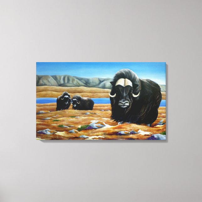 Pintura Muskox Impresión de lienzo de vida silvest (Anverso)