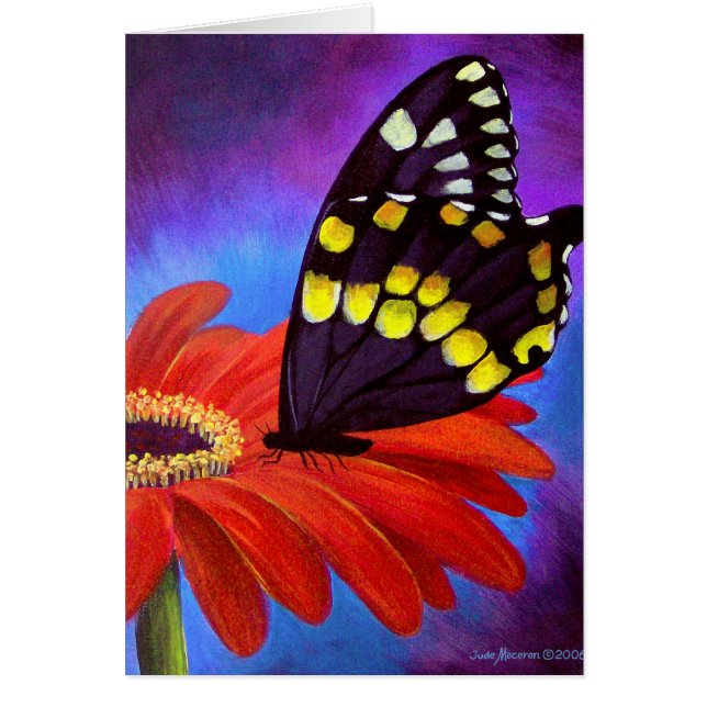 Pintura negra de la margarita de la mariposa - (Frente)