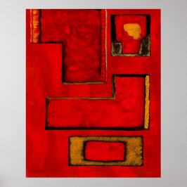 Pintura negra roja de arte geométrico abstracta de
