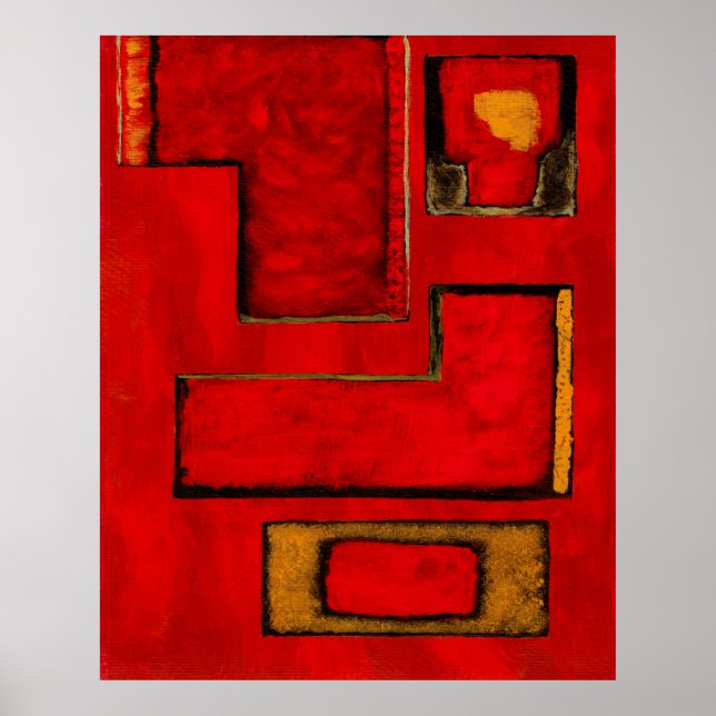 Pintura negra roja de arte geométrico abstracta de (Frente)