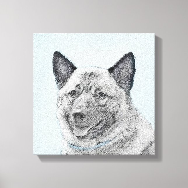 Pintura noruega de elkhound - Arte original de per (Anverso)