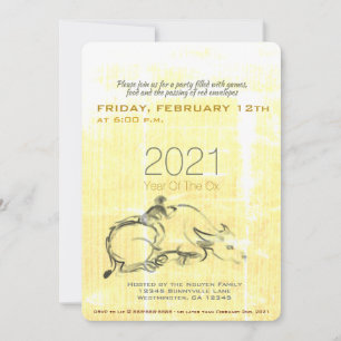 Pintura original Búfalo de agua Niño Ox Año PInv