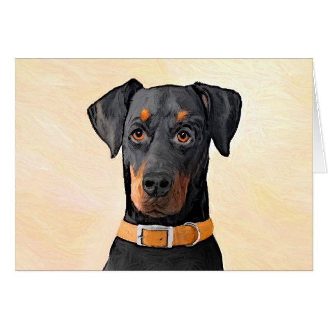 Pintura original de Doberman Pinscher sin cortar (Anverso (Horizontal))
