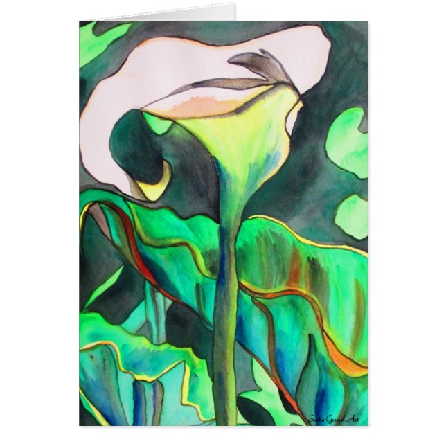 Pintura original del arte de la acuarela del lirio (Frente)