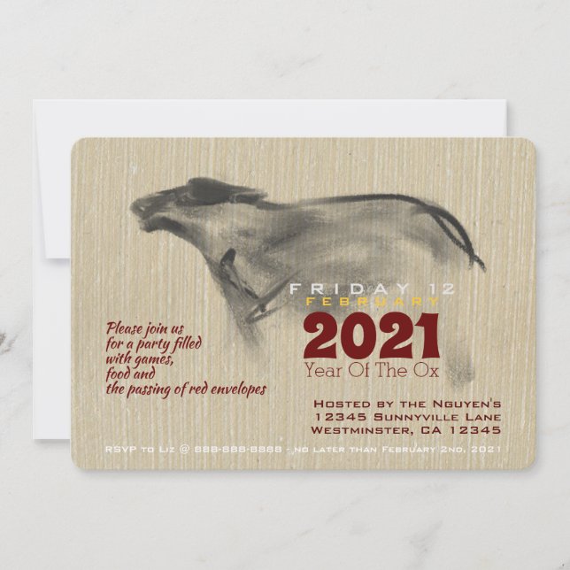 Pintura original OX Año nuevo vietnamita 2021 PI (Anverso)