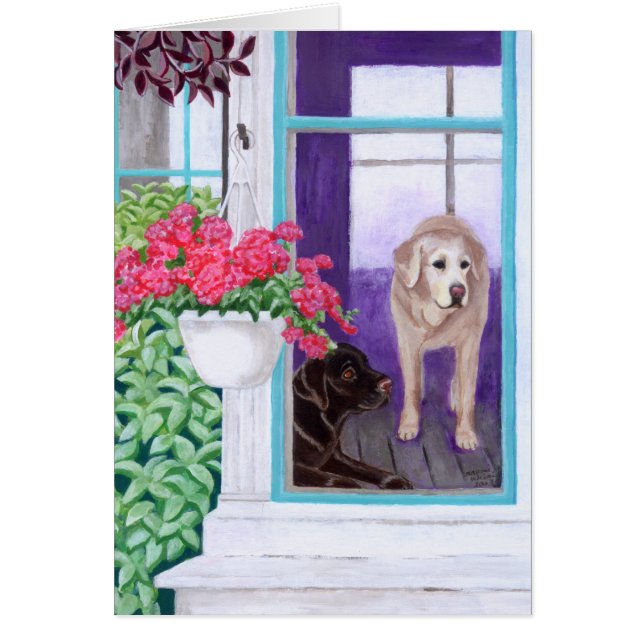 Pintura perezosa de Labradors de la tarde (Frente)