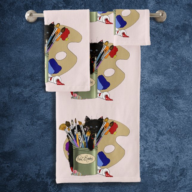 Pintura Pinceles Pallet Artista de Gatitos Negros (Subido por el creador)