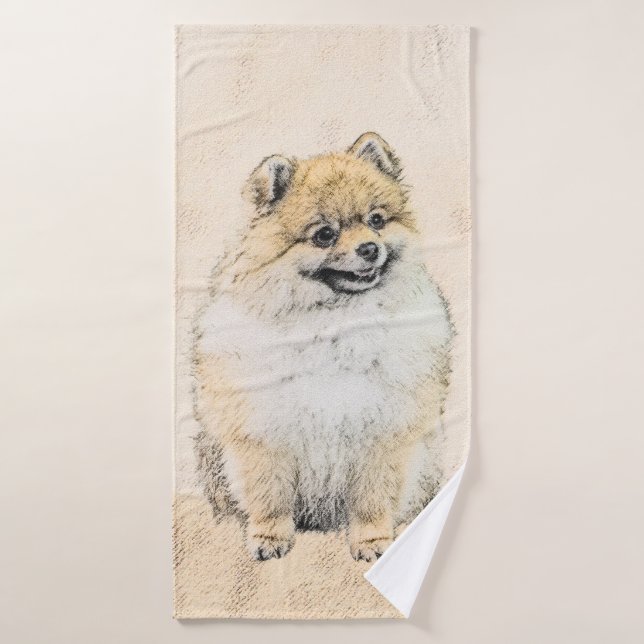 Pintura Pomerania (Naranja) - Arte Perro Original (Toalla de baño)