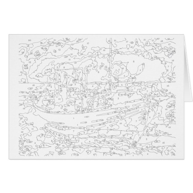Pintura por la tarjeta de los números: Barco (Anverso (Horizontal))
