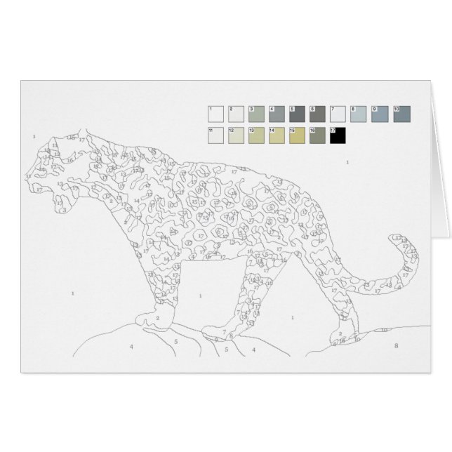 Pintura por la tarjeta de los números: Leopardo (Anverso (Horizontal))