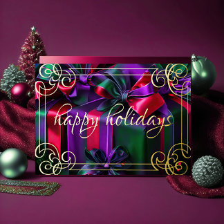 Pintura Regalos de Navidad Morado Verde Burdeos