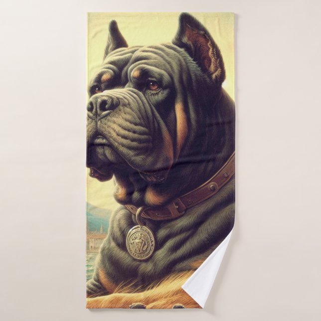 Pintura Retro Cane Corso (Toalla de baño)