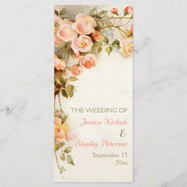 Pintura romántica vintage del programa de bodas de