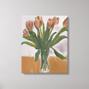 Pintura rosa de tulipanes sobre lienzo