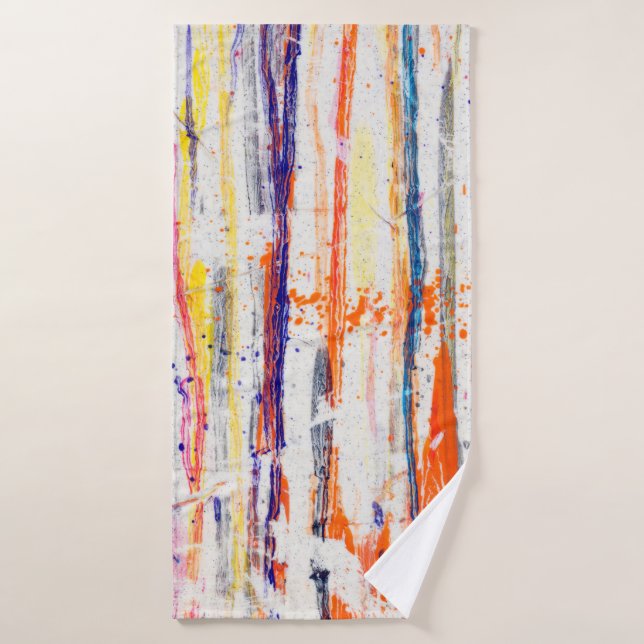 Pintura salpicada sobre fondo blanco, arte, fino (Toalla de baño)