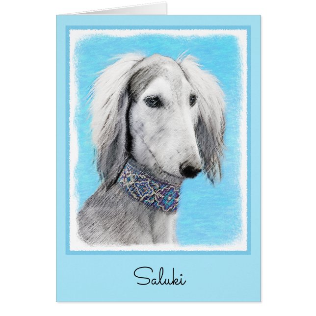 Pintura Saluki (plateada) - Arte Perro Original. (Frente)