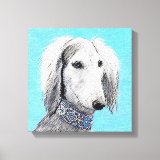Pintura Saluki (plateada) - Arte Perro Original. (Anverso)