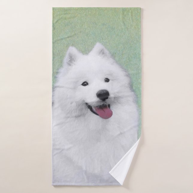 Pintura Samoyed - Arte Perro Original Cuto (Toalla de baño)