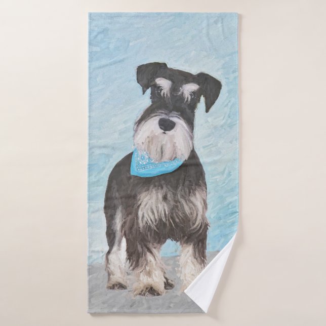 Pintura Schnauzer (en miniatura) - Perro original  (Toalla de baño)