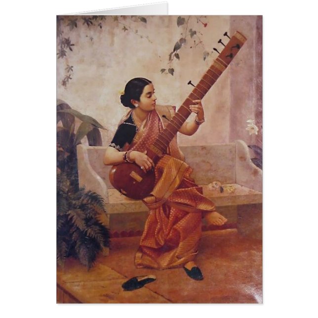 Pintura-Señora With de Ravi Varma los sitarThis (Frente)