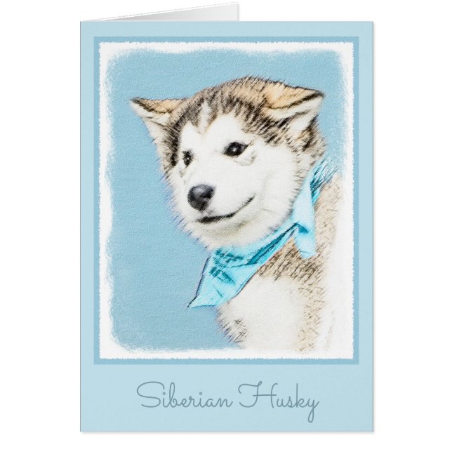 Pintura siberiana Husky de pipa - Arte original de (Frente)