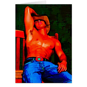 Pintura: Vaquero en banco