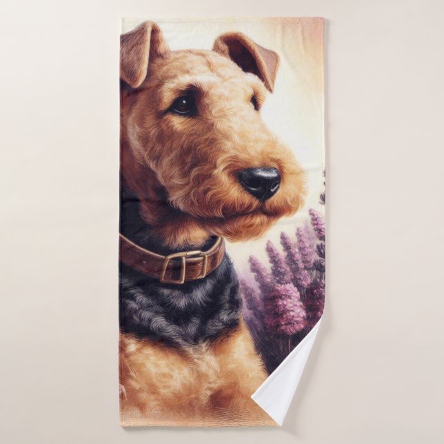 Pintura Vintage de Airedale Terrier (Toalla de baño)