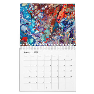 Pinturas abstractas acrílicas fluidas Calendario d