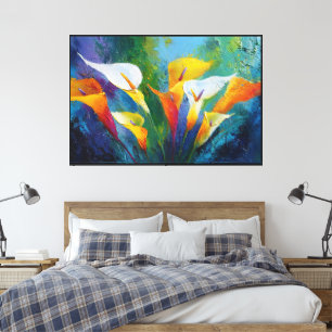 Pinturas de flores abstractas: lienzo floral moder