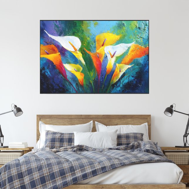 Pinturas de flores abstractas: lienzo floral moder (Insitu(Dormitorio))