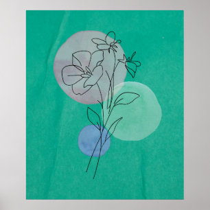 Pinturas de líneas de flores, arte de paredes flor