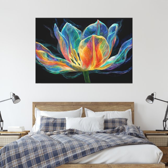 Pinturas Florales Abstractas – Lienzo de Flores Mo (Insitu(Dormitorio))