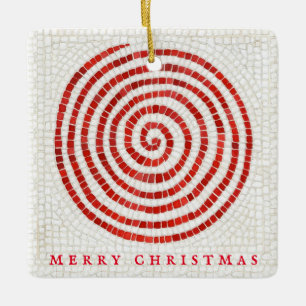 PINWHEEL MOSAIC Cerámica Cuadrado Ornamento + Text