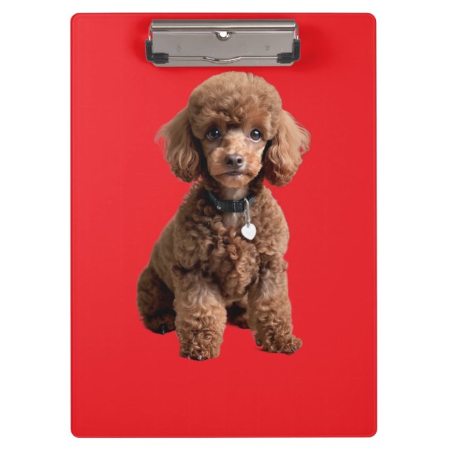 Pinza Cute carpeta de té Poodle roja (Anverso)