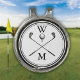 Pinza Para Gorra De Golf Iniciales monográficas modernas en blanco y negro (Modern Monogram Initials Black and White Golf Hat Clip)
