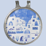 Pinza Para Gorra De Golf Municipio de Santorini Oia<br><div class="desc">Paisaje de color azul y blanco sobre el pueblo de Oia,  en la isla griega de Santorini. Arte original de Nic Squirrell.</div>